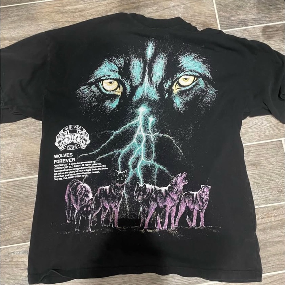 Darc Sport Black Wolves Graphic Tee with Teal & Purple Artwork
